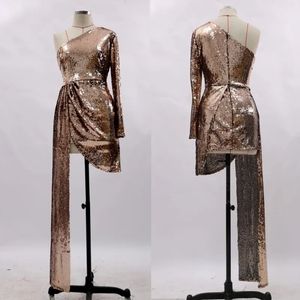 Super short Gold Asymmetrical mini dress with tail size L